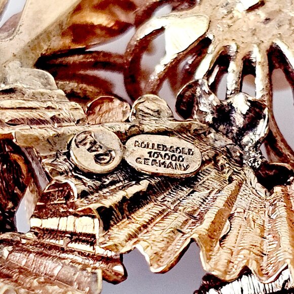 German Rolled Gold Lapis & Gold Vintage Brooch - Picture 5 of 9